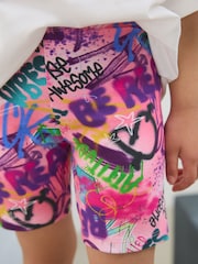 Pink Graffiti Cycle Shorts (3-16yrs) - Image 1 of 4