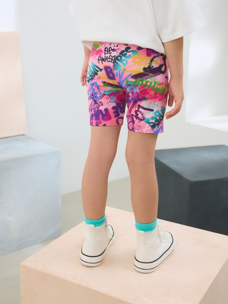 Pink Graffiti Cycle Shorts (3-16yrs) - Image 3 of 4