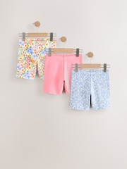 Pink/Blue Floral Cycle Shorts 3 Pack (3-16yrs) - Image 1 of 7