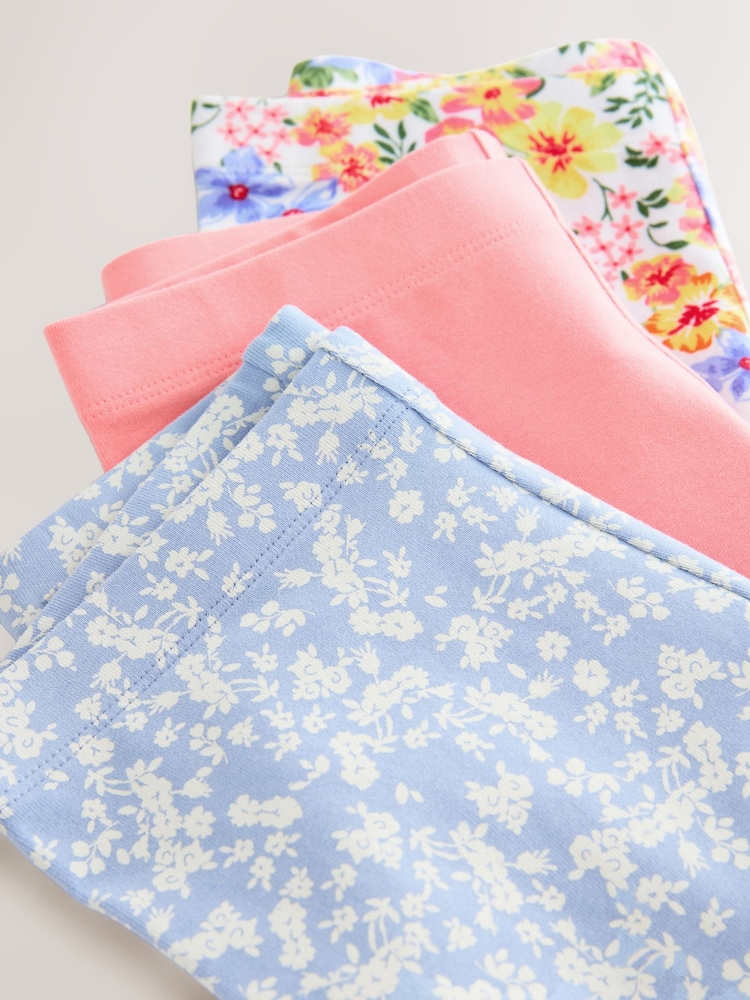 Pink/Blue Floral Cycle Shorts 3 Pack (3-16yrs) - Image 7 of 7