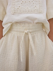 Cream Textured Print Wide Leg Trousers (3-16yrs) - Image 4 of 5