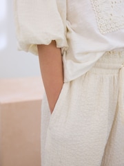 Cream Textured Print Wide Leg Trousers (3-16yrs) - Image 5 of 5