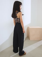 Black Print Wide Leg Trousers (3-16yrs) - Image 2 of 4
