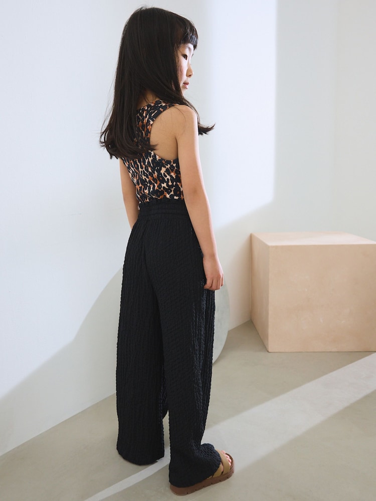 Black Print Wide Leg Trousers (3-16yrs) - Image 2 of 4
