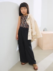 Black Print Wide Leg Trousers (3-16yrs) - Image 4 of 4