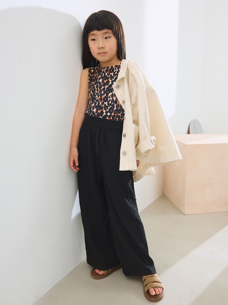 Black Print Wide Leg Trousers (3-16yrs) - Image 4 of 4