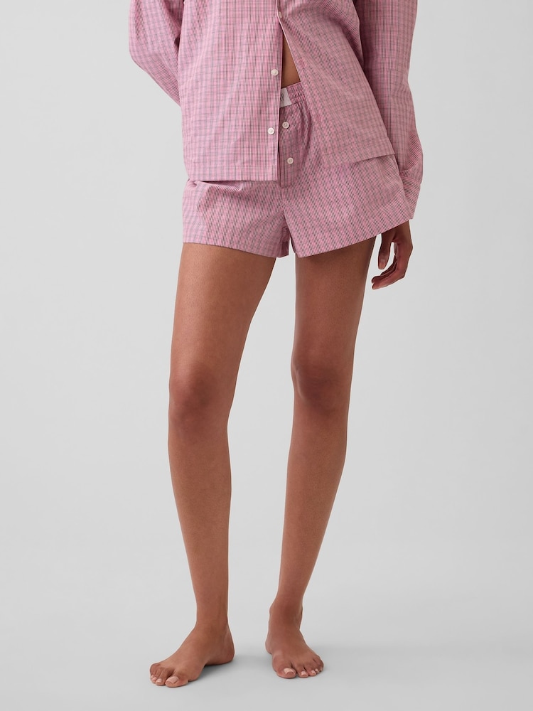 Rosa, kariert - Gap Poplin Pyjamas Boxer Shorts - Bild 1 von 5