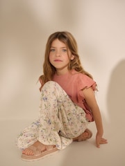 Cream Floral Print Wide Leg Trousers (3-16yrs) - Image 1 of 3
