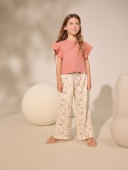 Cream Floral Print Wide Leg Trousers (3-16yrs) - Image 2 of 3