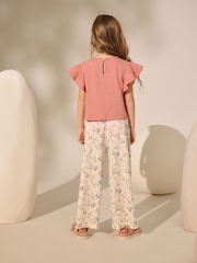 Cream Floral Print Wide Leg Trousers (3-16yrs) - Image 3 of 3