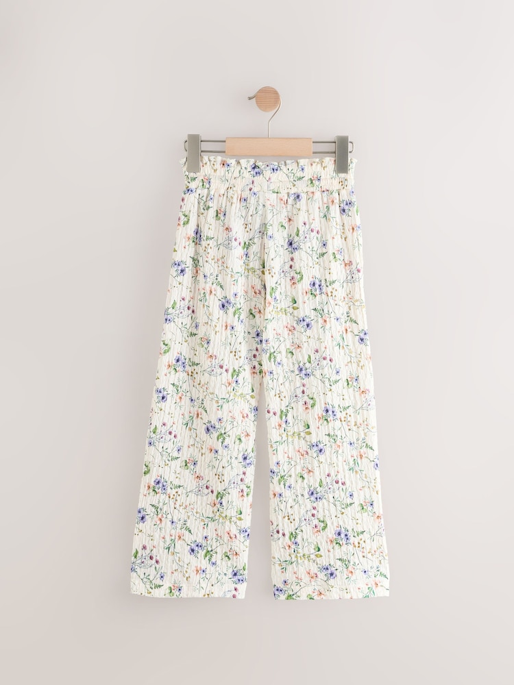 Cream Floral Print Wide Leg Trousers (3-16yrs) - Image 5 of 5 Cream Floral Print Wide Leg Trousers (3-16yrs) - Image 5 of 5