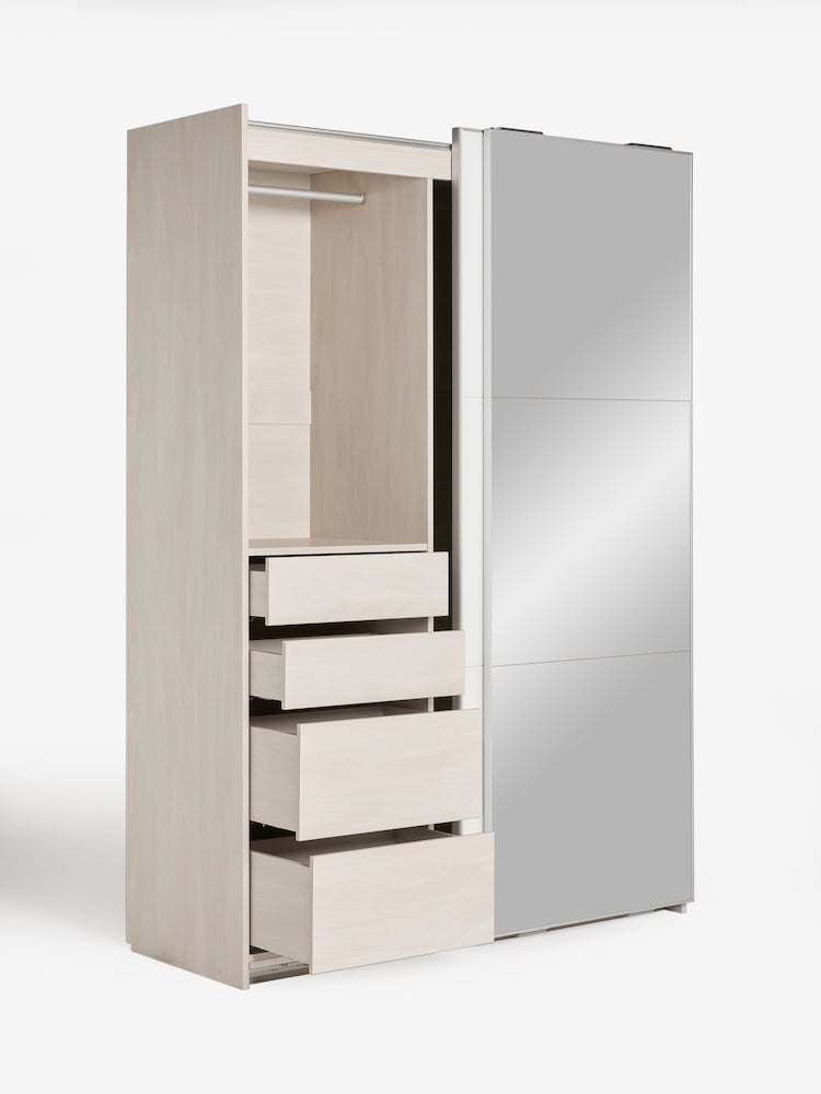White Sloane Glass 1.5m Sliding Wardrobe - Image 11 of 11