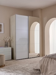 White Sloane Glass 1.5m Sliding Wardrobe - Image 2 of 11