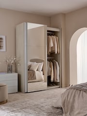White Sloane Glass 1.5m Sliding Wardrobe - Image 3 of 11
