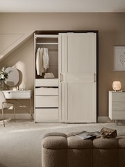 White Evie Statement Oak Effect 1.5m Sliding Wardrobe - Image 2 of 15