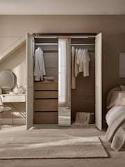White Evie Statement Oak Effect Triple Wardrobe - Image 3 of 11