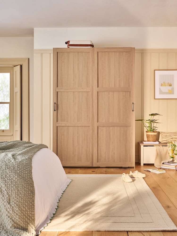 Mid Natural Malvern Paint Effect 1.5m Sliding Wardrobe - Image 2 of 12