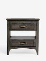 Dark Brown Oakham Oak Effect 2 Drawer Wide Bedside Table - Image 5 of 7