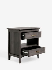 Dark Brown Oakham Oak Effect 2 Drawer Wide Bedside Table - Image 6 of 7
