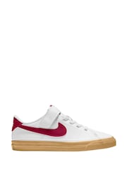 Nike White/Burgundy Team Red Junior Court Legacy Trainers - Image 1 of 3