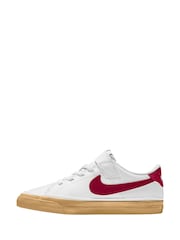 Nike White/Burgundy Team Red Junior Court Legacy Trainers - Image 2 of 3