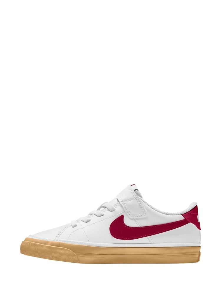 Nike White/Burgundy Team Red Junior Court Legacy Trainers - Image 2 of 3