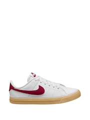 Nike White/Burgundy Team Red Youth Court Legacy Trainers - Image 1 of 4