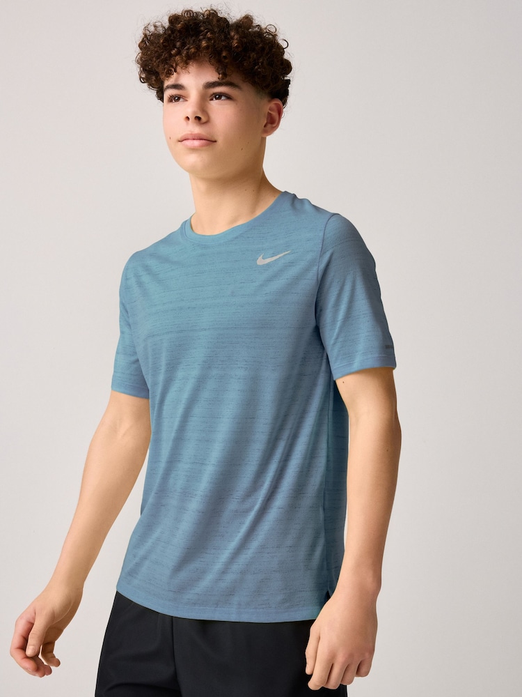 Nike Smokey Blue Dri-FIT Miler Training Top - Image 1 of 4 Nike Smokey Blue Dri-FIT Miler Training Top - Image 1 of 4