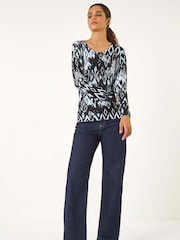 Roman Black Print Embellished Hotfix Detail Jumper - Image 2 of 5