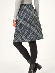 Roman Grey Elastic Waist Check Print Pocket Pencil Skirt - Image 3 of 5