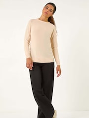 Roman Natural Plain Soft Crew Neck Jumper - Image 4 of 5