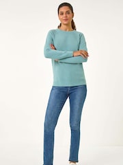 Roman Blue Plain Soft Crew Neck Jumper - Image 1 of 5