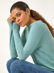Roman Blue Plain Soft Crew Neck Jumper - Image 3 of 5
