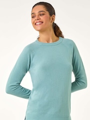 Roman Blue Plain Soft Crew Neck Jumper - Image 4 of 5