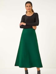 Roman Green Knitted Midi Stretch Skirt - Image 2 of 5