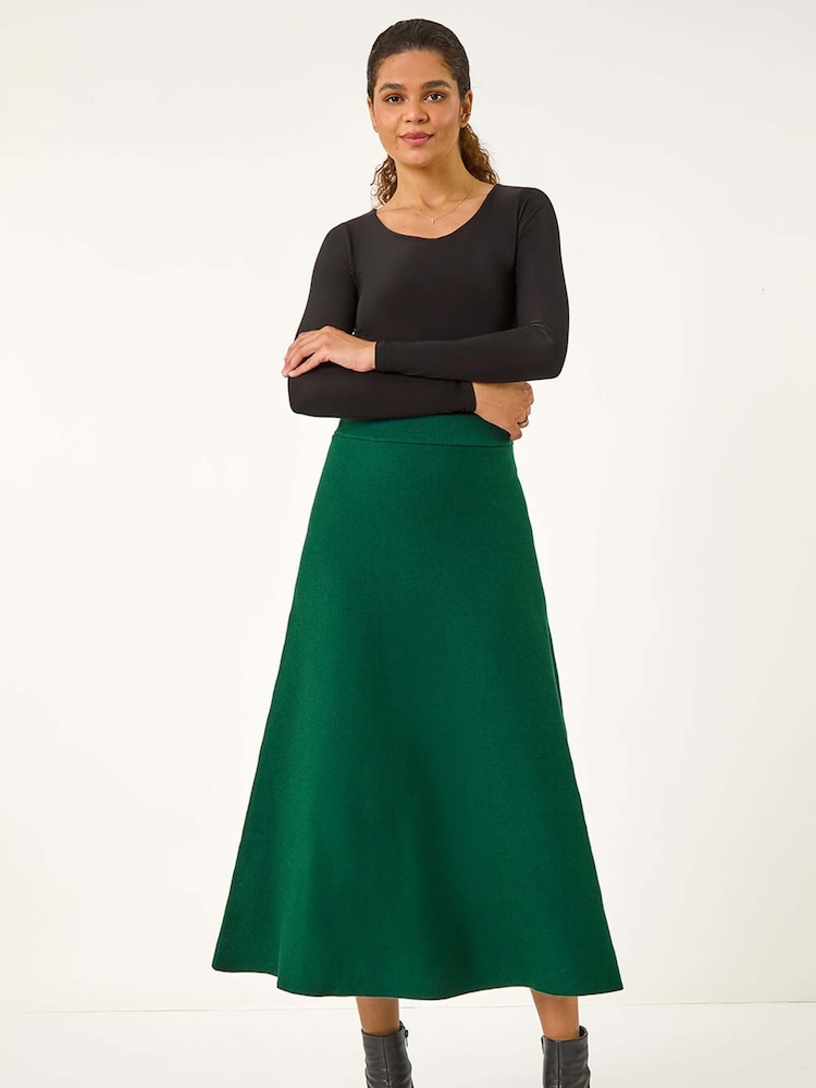 Roman Green Knitted Midi Stretch Skirt - Image 2 of 5