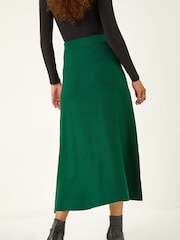 Roman Green Knitted Midi Stretch Skirt - Image 3 of 5