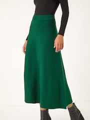 Roman Green Knitted Midi Stretch Skirt - Image 4 of 5