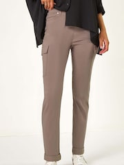 Roman Natural Turn Up Stretch Cargo Trousers - Image 4 of 5