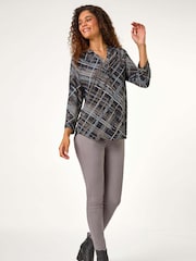 Roman Brown Abstract Linear Print Shirt - Image 1 of 5