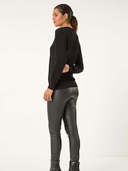 Roman Black Sparkle Bow Detail Crew Jumper - Image 3 of 5
