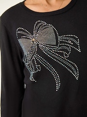 Roman Black Sparkle Bow Detail Crew Jumper - Image 5 of 5