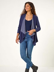 Roman Blue Stretch Waterfall Knit Cardigan - Image 1 of 5