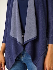 Roman Blue Stretch Waterfall Knit Cardigan - Image 5 of 5