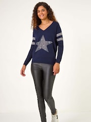 Roman Blue Star Embellished Knit Jumper - Image 2 of 5