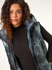 Roman Black Print Longline Hooded Gilet - Image 2 of 5