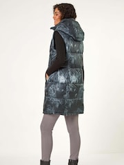 Roman Black Print Longline Hooded Gilet - Image 3 of 5