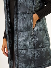 Roman Black Print Longline Hooded Gilet - Image 5 of 5
