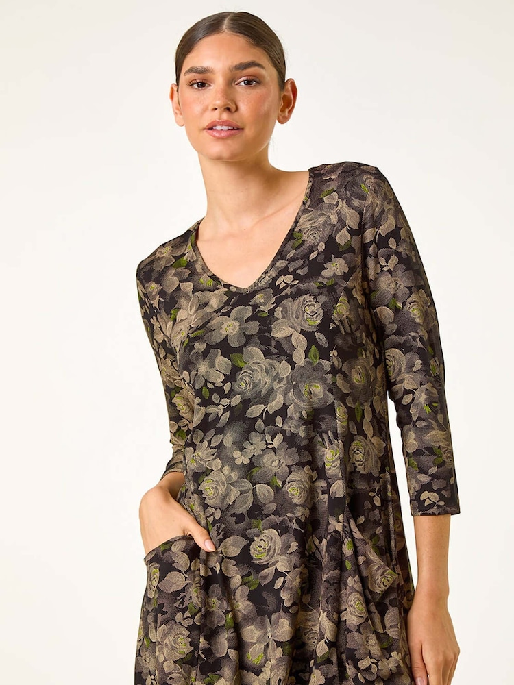 Túnica elástica con bolsillo y estampado floral de Roman - Imagen 2 de 5