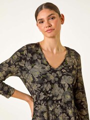 Túnica elástica con bolsillo y estampado floral de Roman - Imagen 4 de 5